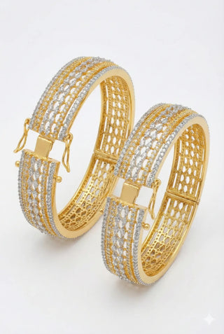 Broad Wedding Wear Openable Two Tone Kada - Nitya