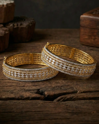Broad Wedding Wear Openable Two Tone Kada - Nitya