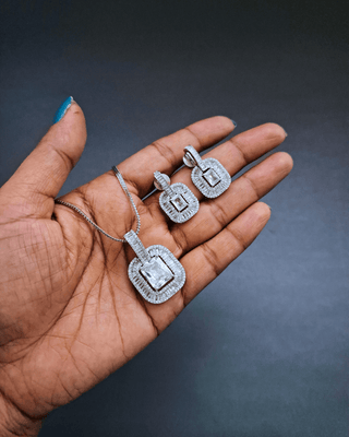 Noor Pendant Set - AD Pendant Set | Full Set View | Buy Online India | Zevarly