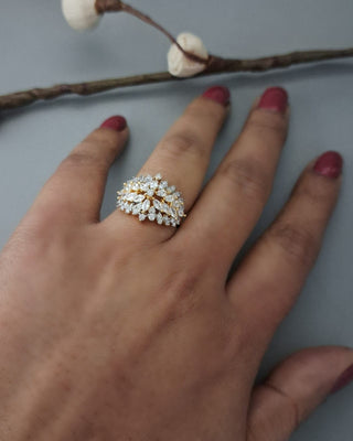 Nora Richy Diamond Shining Ring - American Diamond Ring | Front Close-Up | Buy Online India | Zevarly