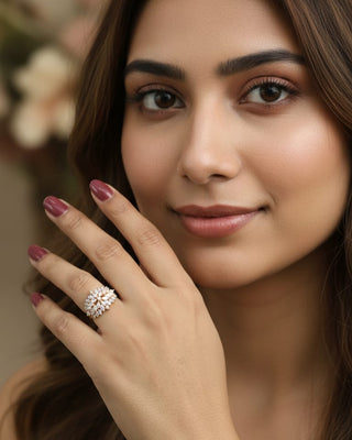 Nora Richy Diamond Shining Ring - American Diamond Ring | Main Product View | Buy Online India | Zevarly