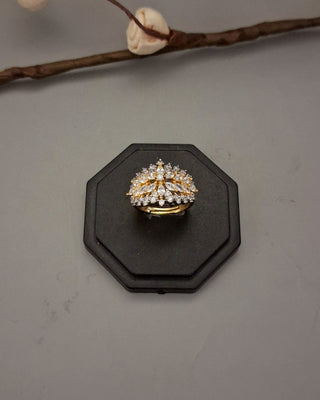 Nora Richy Diamond Shining Ring - American Diamond Ring | Side Angle View | Buy Online India | Zevarly