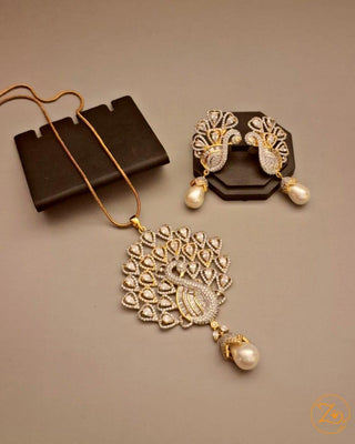 Ocean Wave Pendant Set - AD Pendant Set | Set Full View | Buy Online India | Zevarly