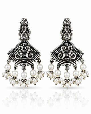 Ornate Nature Inspired Oxidised Earrings - Kubra