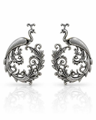 Ornate Nature Inspired Oxidised Earrings - Atiqa