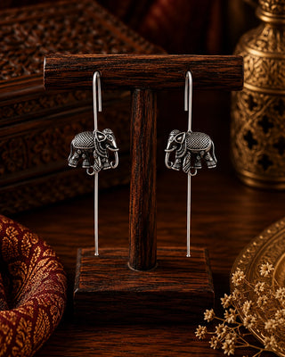 Ornate Nature Inspired Oxidised Earrings - Samiya