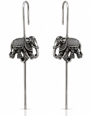 Ornate Nature Inspired Oxidised Earrings - Samiya