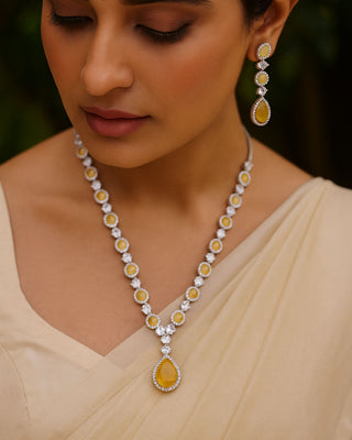 Poornima Pernia Popup Designer Necklace Set - AD Necklace Set | Main Product View | Buy Online India | Zevarly