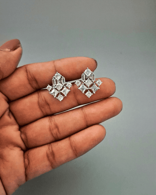 Prisha American Diamond Earrings - AD Earrings | Earring Pair Close-Up | Buy Online India | Zevarly