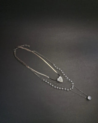 Rajni Siver Plated Anti Tarnish Necklace - AD Necklace Set | Main Product View | Buy Online India | Zevarly