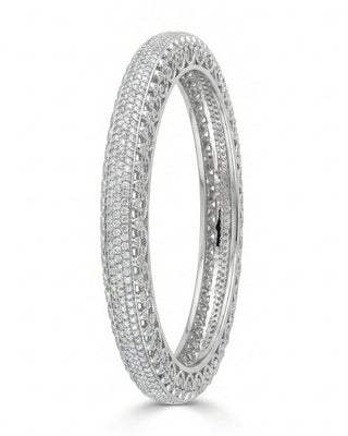 Rakshanda Anti Tarnish Silver Plated Designer Bangles - AD Bangles | Model Wearing View | Buy Online India | Zevarly