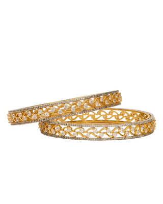 Rashmi Gold Plated American Diamond-Studded Bangles - AD Bangles | Side Angle View | Buy Online India | Zevarly