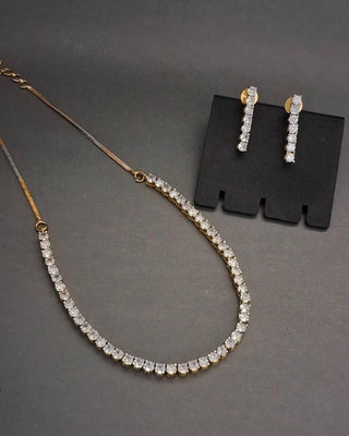 Reena CZ Necklace Set - AD Necklace Set | Full Set View | Buy Online India | Zevarly