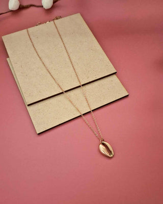 Rhea Seashell Rose Gold Anti Tarnish Pendant - AD Pendant Set | Set Full View | Buy Online India | Zevarly
