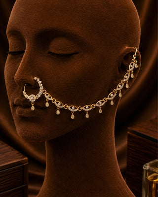 Adorable Nose Pin With Taana Chain - Prarthna