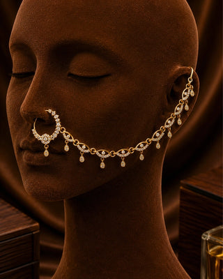 Adorable Nose Pin With Taana Chain - Satabdi