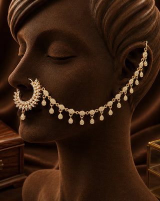 Adorable Nose Pin With Taana Chain - Sreeji