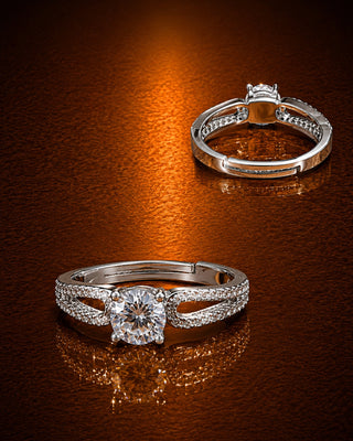 Solitare AD Adjustable Ring - Sahitya