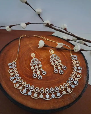 Rohni Cz Necklace Set - AD Necklace Set | Full Set View | Buy Online India | Zevarly