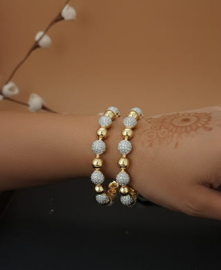 Romisha American Diamond Rose Gold Bangles - AD Bangles | Main Product View | Buy Online India | Zevarly