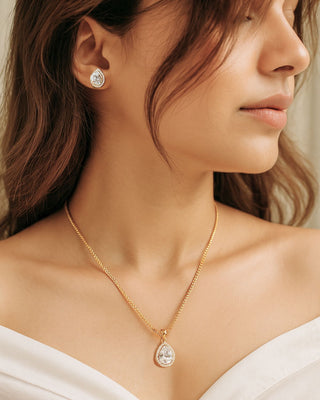 Royal Pear Shape Alluring Pendant Set - AD Pendant Set | Main Product View | Buy Online India | Zevarly