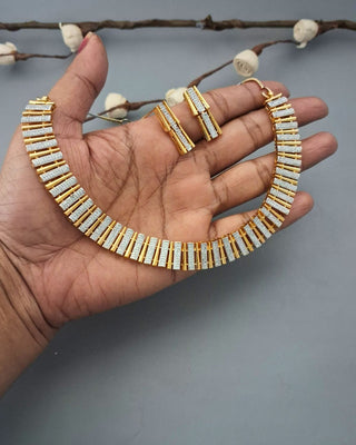 Rubina American Diamond Necklace Set - AD Necklace Set | Full Set View | Buy Online India | Zevarly