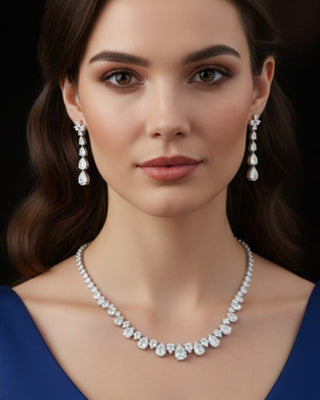 Ruchi Retro Solitare Style Necklace Set - AD Necklace Set | Main Product View | Buy Online India | Zevarly