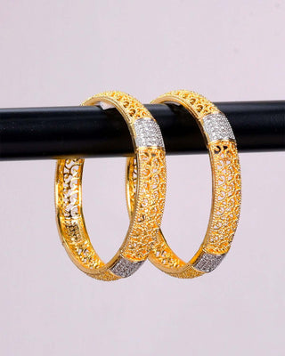 VAIBHAVI AMERICAN DIAMOND GOLD & SILVER PLATED BANGLES - Zevarly