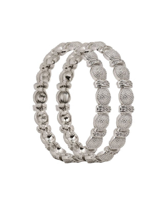 SHIZA AMERICAN DIAMOND SILVER PLATED BANGLES - Zevarly