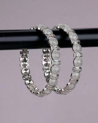 SHIZA AMERICAN DIAMOND SILVER PLATED BANGLES - Zevarly