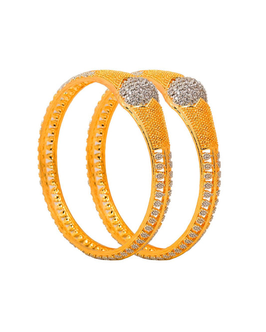 Amrican Diamond Gold & Silver Plated Bangles - Zevarly