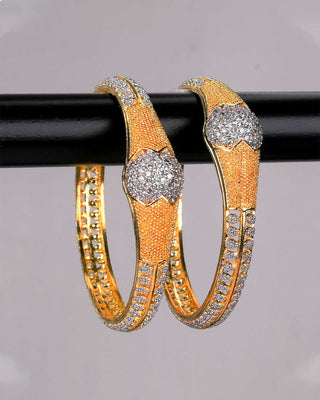 Amrican Diamond Gold & Silver Plated Bangles - Zevarly