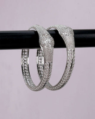 Amrican Diamond Silver Plated Bangles - Zevarly