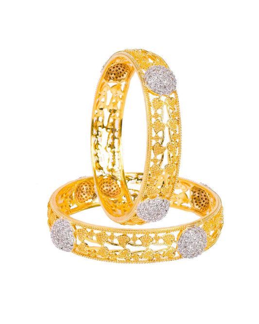Carrie Ethnic Gold & Silver Plated AD Bangles - Zevarly