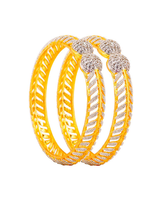 MAIA AMERICAN DIAMOND GOLD & SILVER PLATED BANGLES - Zevarly