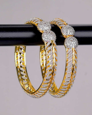 MAIA AMERICAN DIAMOND GOLD & SILVER PLATED BANGLES - Zevarly