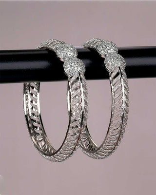 MAIA AMERICAN DIAMOND SILVER PLATED BANGLES - Zevarly