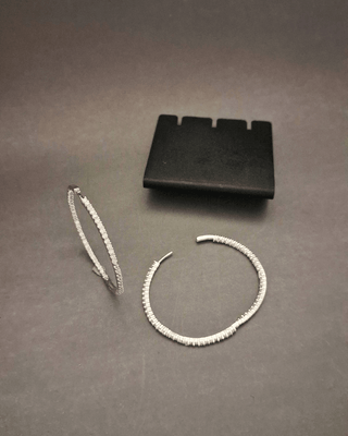 Saanvika Ad Slick Hoop Earrings - AD Earrings | Main Product View | Buy Online India | Zevarly
