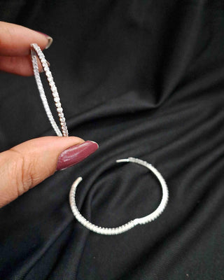Saanvika Ad Slick Hoop Earrings - AD Earrings | Side Profile View | Buy Online India | Zevarly