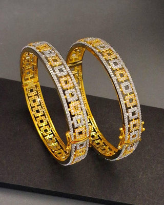 Sandhya Openable Bangles - Angle View | Zevarly Gold Plated Jewellery India