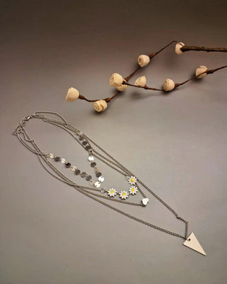 Sarika Siver Plated Anti Tarnish Necklace - AD Necklace Set | Main Product View | Buy Online India | Zevarly