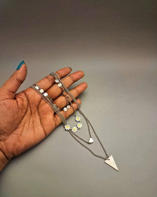 Sarika Siver Plated Anti Tarnish Necklace - AD Necklace Set | Necklace Close-Up | Buy Online India | Zevarly