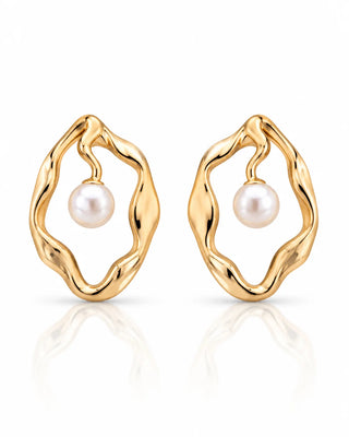 Anti Tarnish Polished Gold with Pearl Stud - Ruhani