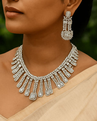 Shruti-Kirti Ad Necklace Set - AD Necklace Set | Main Product View | Buy Online India | Zevarly