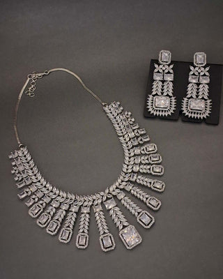 Shruti-Kirti Ad Necklace Set - AD Necklace Set | Full Set View | Buy Online India | Zevarly