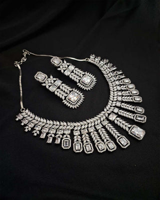 Shruti-Kirti Ad Necklace Set - AD Necklace Set | Full Set View | Buy Online India | Zevarly