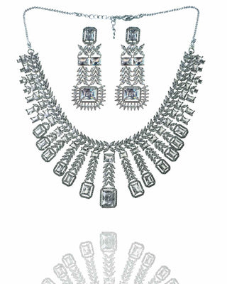 Shruti-Kirti Ad Necklace Set - AD Necklace Set | Full Set View | Buy Online India | Zevarly