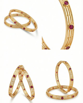 Premium Ruby Wire Micro Long Lasting AD Bangles - Vartika