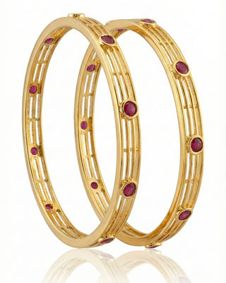 Premium Ruby Wire Micro Long Lasting AD Bangles - Vartika