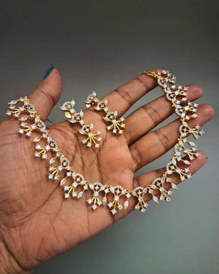 Sulekha American Diamond Loose Necklace Set - AD Necklace Set | Full Set View | Buy Online India | Zevarly